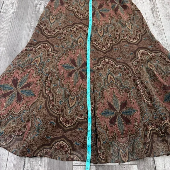 Lauren by Ralph Lauren Silk Paisley Skirt 12 Hippie Boho Chic - Picture 3 of 8